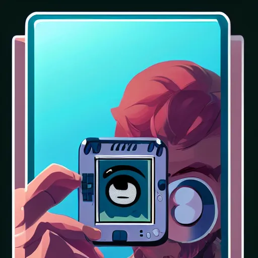 Image similar to face icon stylized minimalist game boy sp, loftis, cory behance hd by jesper ejsing, by rhads, makoto shinkai and lois van baarle, ilya kuvshinov, rossdraws global illumination