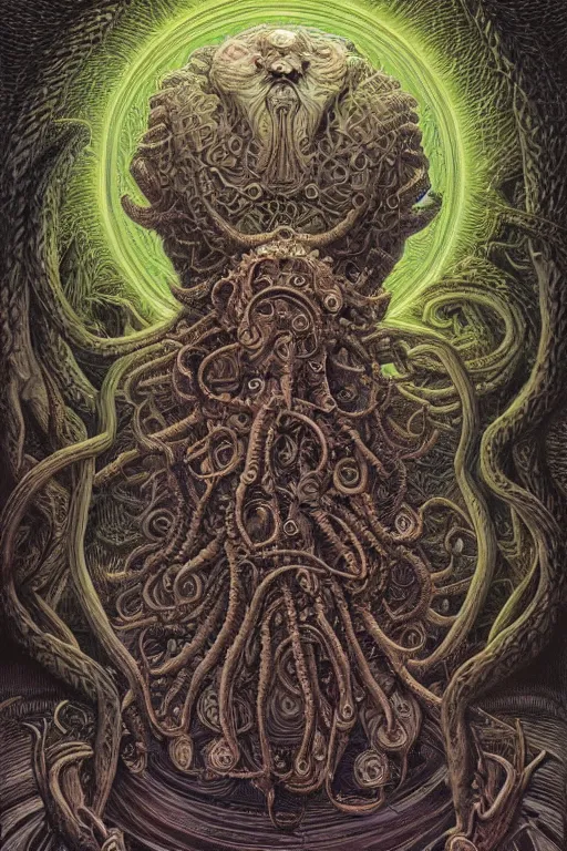 Prompt: highly detailed portrait of cthulu by alex grey, patrick woodroffe, mark ryden created by gustave dore and greg rutkowski, high detailed, smooth draw, synthwave neon retro, intricate, realistic proportions, dramatic lighting, trending on artstation
