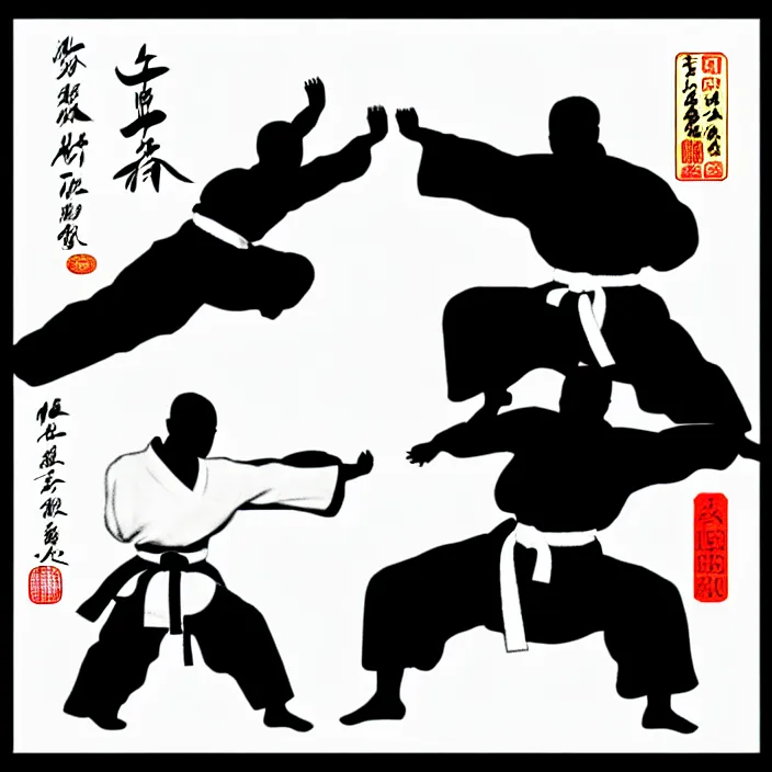 Prompt: Chinese black and white ink martial arts