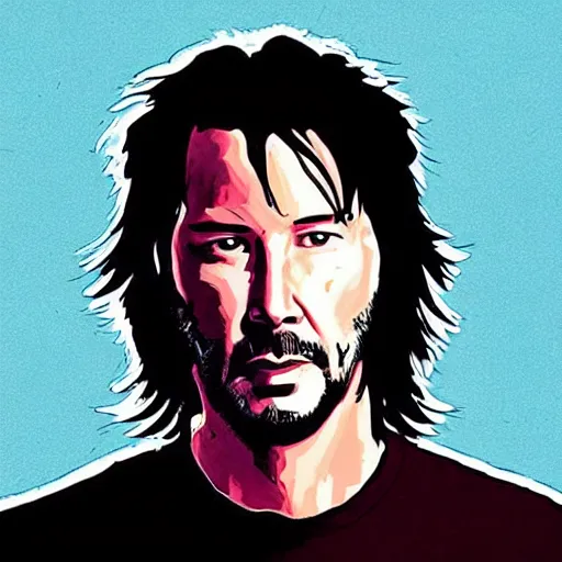 Image similar to “ keanu reeves retro minimalist portrait by jean giraud, moebius starwatcher comic, 8 k ”