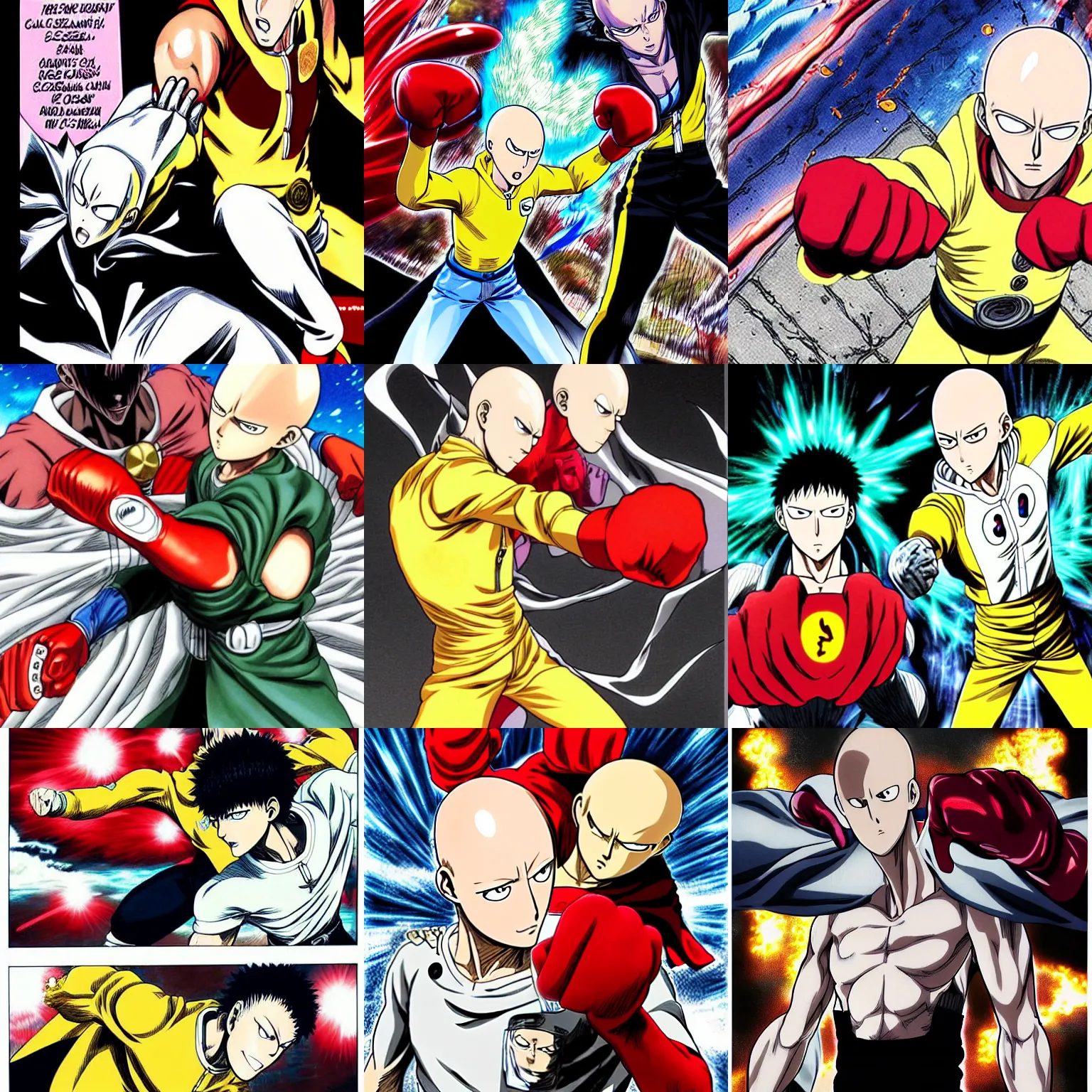 saitama punching saitama from one punch man. an