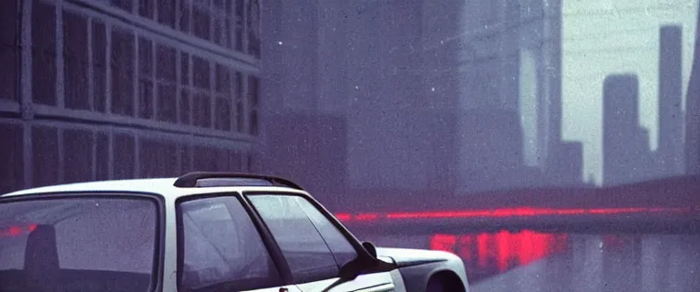 Prompt: Aqua Metallic Audi 80 RS 2 Avant (1995), black car, a gritty neo-noir, dramatic lighting, cinematic, establishing shot, extremely high detail, photorealistic, cinematic lighting, artstation, by simon stalenhag, Max Payne (PC) (2001) winter new york at night, flashing lights, Poets of the Fall - Late Goodbye