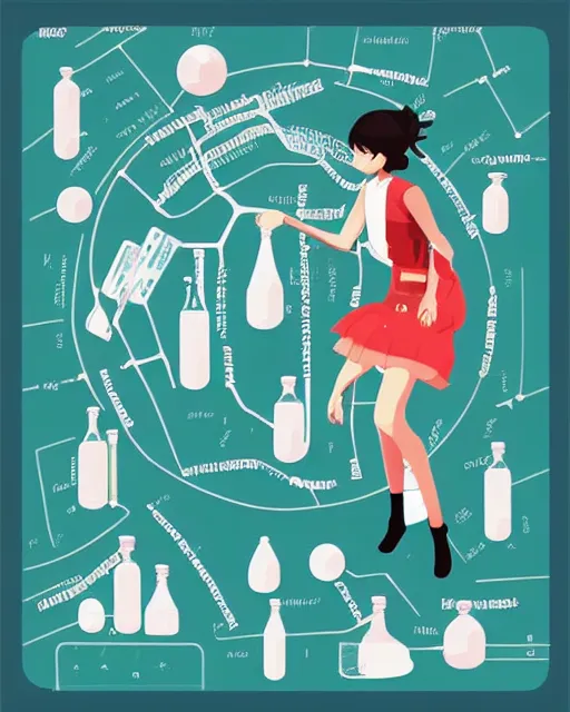 Image similar to a little girl in science lab experiment test tube microscope map. clean cel shaded vector art. minimalist illustration art by lois van baarle, artgerm, helen huang by makoto shinkai and ilya kuvshinov, rossdraws