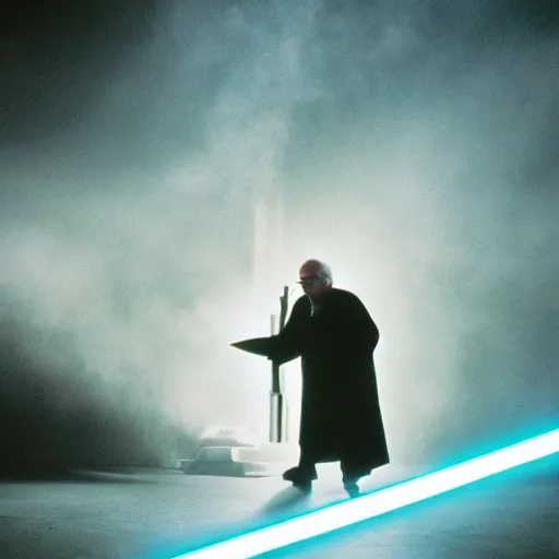 Image similar to Bernie sanders as a Jedi knight fighting storm troopers cinematic lighting, 35mm film