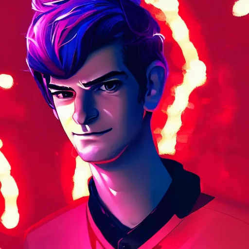 Image similar to Andrew Garfield, ambient lighting, 4k, anime key visual, lois van baarle, ilya kuvshinov, rossdraws, artstation