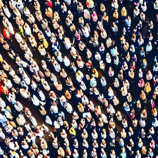 Image similar to aerial view of people walking through pedestrian, directly above