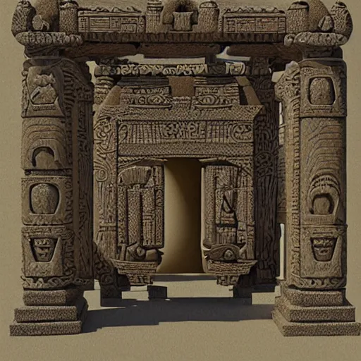 Prompt: old maya invention, mystical device, very complicated, 3 d digital art, high details