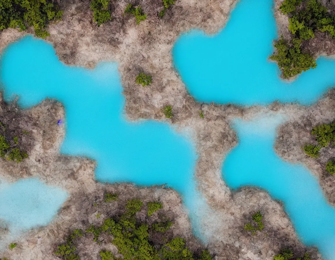 Image similar to closeup shot photo of ultra realistic blue lagoon with exotic tree heart / shaped sandy beach island, sunset lighting