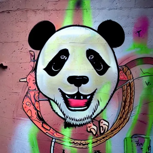 Prompt: a mad panda in a detailed graffiti art style