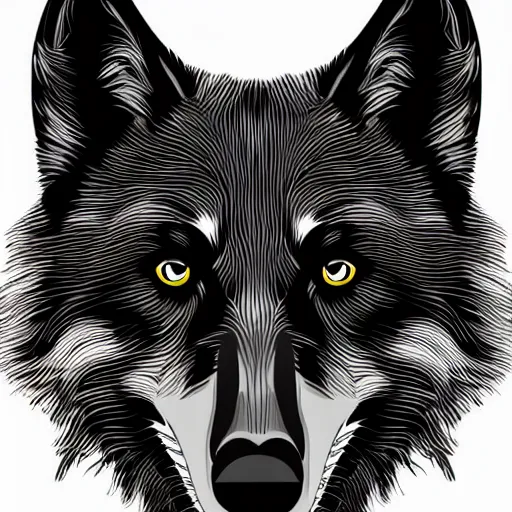 Prompt: black wolf, vector art