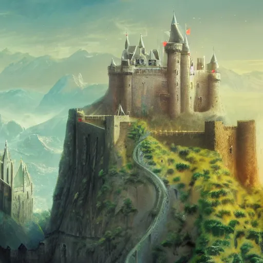 Prompt: Castle of Distant Ideal, fantasy art, 8k HD wallpaper, professional art, Wes Anderson, Camelot, Arthurian legend, Featured on art