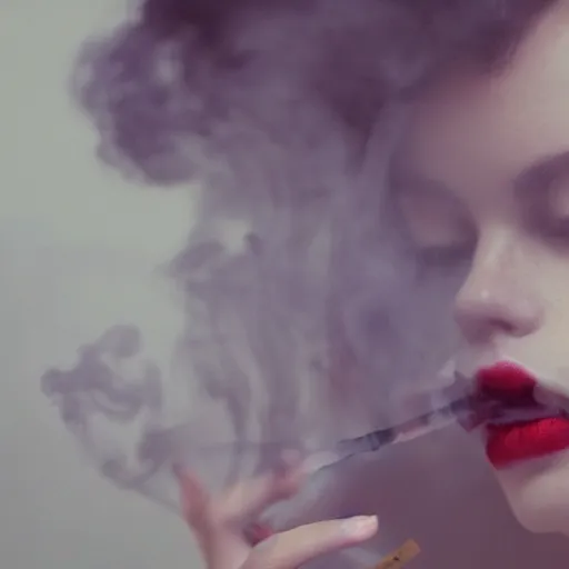 Image similar to a beautiful photo of a smoking person. smoke. impressionism. matte painting. octane render