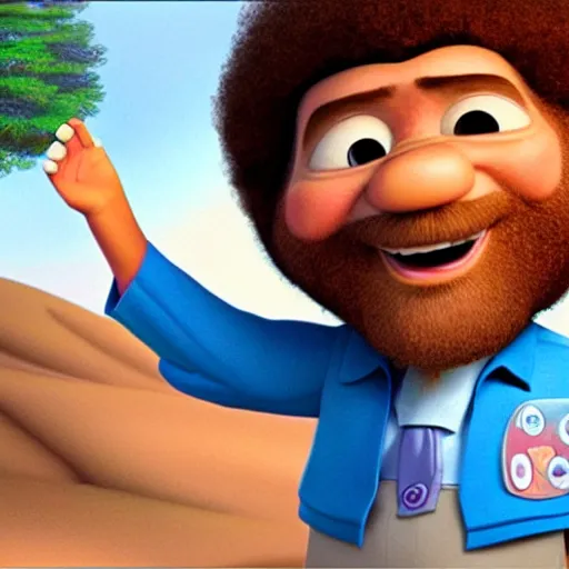 Image similar to bob ross as a disney character from up ( 2 0 0 9 )