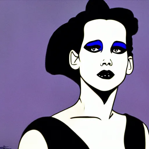 Prompt: supermodel jennifer lawrence as the bride of frankenstein, patrick nagel, relistic, fashion pohotography