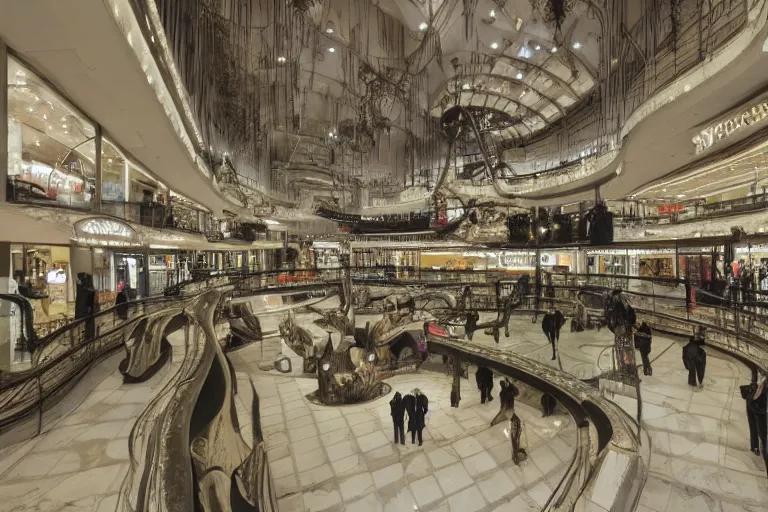 Image similar to hr giger shopping mall interior