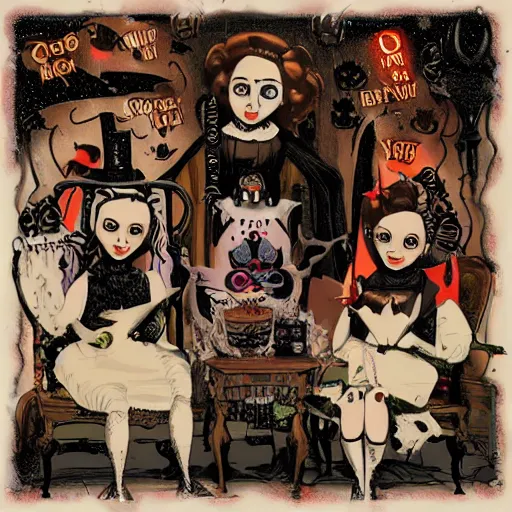 Prompt: The Council of Spooky Bitches, 8k,