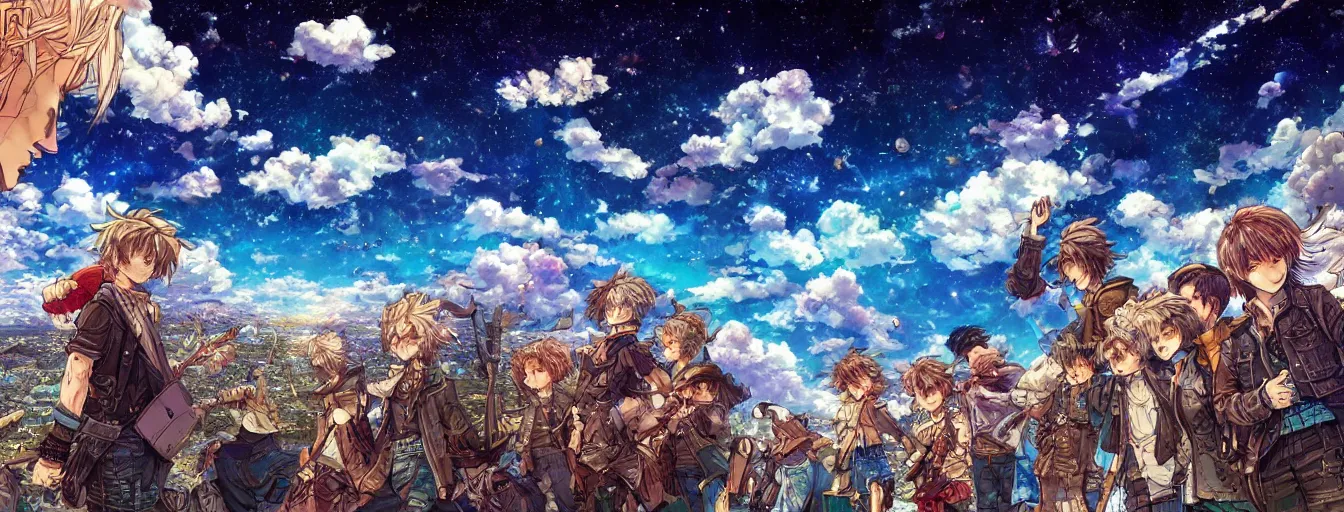 Prompt: a sky full of meteors midday. hyperrealistic anime background illustration by kim jung gi, colorful, extremely detailed intricate linework, smooth, super sharp focus, bright colors, high contrast, matte, octopath traveler, unreal engine 5 highly rendered, global illumination, radiant light