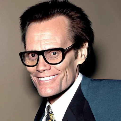 Image similar to jim carrey pretending to be larry king