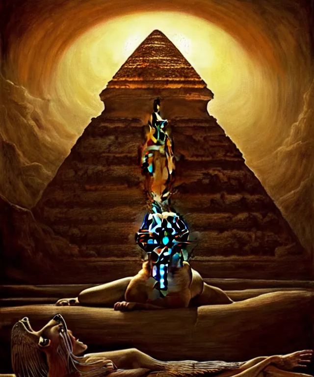 Image similar to epic professional digital art the riddle of the sphinx, horrific yet beautiful vibe, evocative, atmospheric lighting, painted, intricate, highly detailed, by leesha hannigan, wayne haag, reyna rochin, ignacio fernandez rios, mark ryden, iris van herpen, artstation, cgsociety, stunning, gorgeous, sharp focus, cinematic, masterpiece