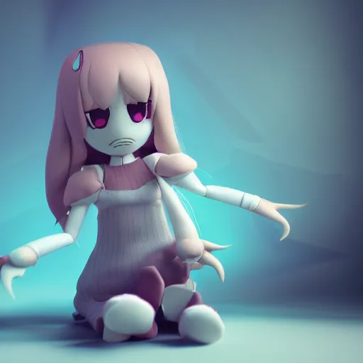 Prompt: cute fumo plush of a girl with four arms, monstergirl, anime, bokeh, vray