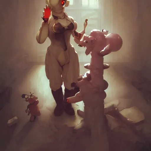 Image similar to five nights at freddys by frank miller, illustration by Ruan Jia and Mandy Jurgens and William-Adolphe Bouguereau, Artgerm, 4k, digital art, surreal, space dandy style, highly detailed, godsend, artstation, digital painting, concept art, smooth, sharp focus, illustration by Ruan Jia and Mandy Jurgens and William-Adolphe Bouguereau