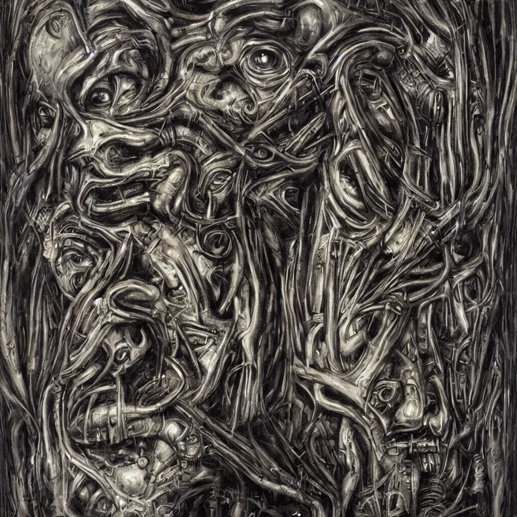 Image similar to subconscious psyche portrait by giger