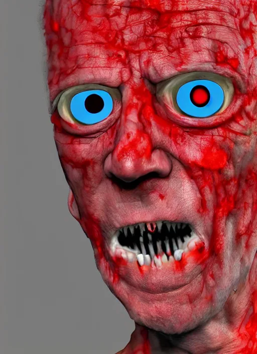 Image similar to hyper realistic ultra realistic horror terror dimensional photo furious glowing red eyes biden, high quality photo, detailed , 8k