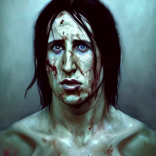 Prompt: color portrait of young and handsome trent reznor as a zombie with shoulder length hair, 7 days to die zombie, realistic proportions, fine art, award winning, intricate, elegant, sharp focus, cinematic lighting, digital painting, 8 k concept art, art by brom, art by guweiz and z. w. gu, art by michael hussar, 8 k