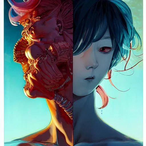 Image similar to prompt : fighter portrait soft light painted by james jean and katsuhiro otomo and erik jones, inspired by evangeleon anime, smooth face feature, intricate oil painting, high detail illustration, sharp high detail, manga and anime 1 9 9 0