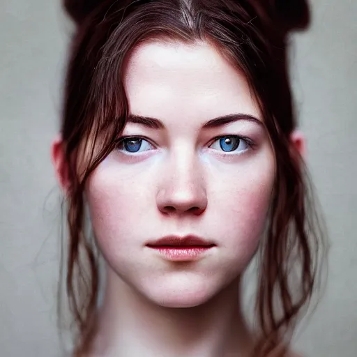 Image similar to a masterpiece portrait photo of a beautiful young woman who looks like an icelandic mary elizabeth winstead, symmetrical face