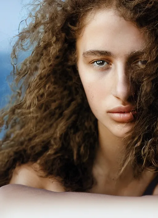 Image similar to portrait of the most beautiful 20-year-old Greece woman by annie leibovitz, close up, detailed, award winning, Sony a7R