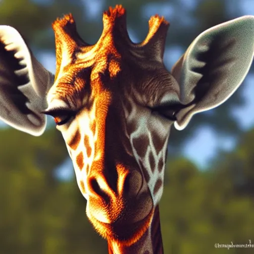 Prompt: a photorealistic giraffe meditating