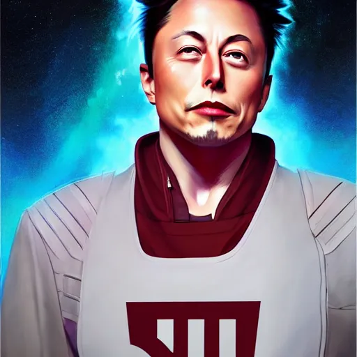 Image similar to anime portrait of elon musk as a yedi by Stanley Artgerm Lau, WLOP, Rossdraws, James Jean, Andrei Riabovitchev, Marc Simonetti, and Sakimichan, trending on artstation