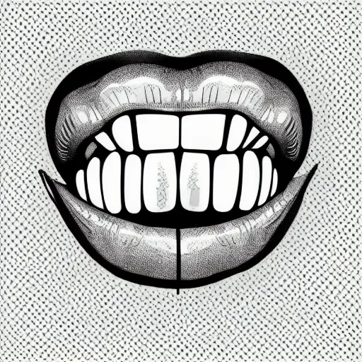 Image similar to teeth clenching bottom lip, in the style of ceyda cengiz, illustration, vector art, clean lines, clip art, on white background, pinterest, artstation, deviantart