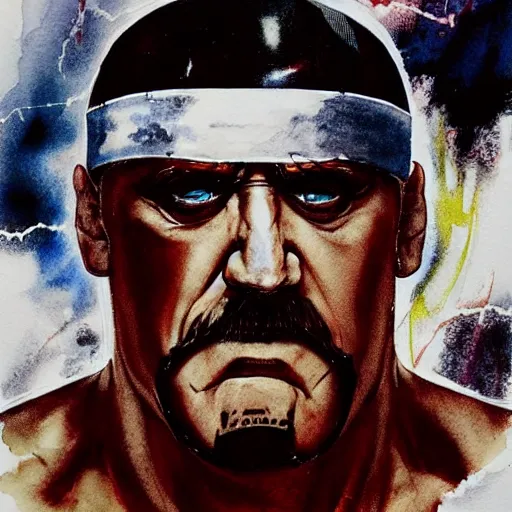 Image similar to Hulk Hogan as the pope, drawn by Yoji Shinkawa, water color