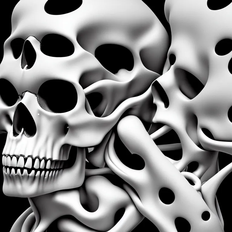 Image similar to black and white light 3D geometry, skull, matte bright highly detailed, poetic, 3D render, digital art, octane render, 8K artistic photography, photo-realistic, by Dora Maar