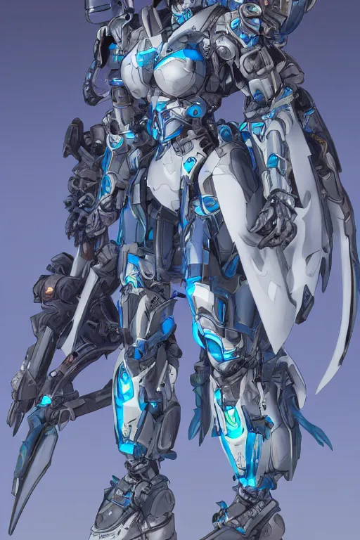 Image similar to full body shot of a beautiful and gorgeous female azure mech warrior by Masamune Shirow, manga, single face, trending on artstation, WLOP, detailed, intricate, elegant, sfw version