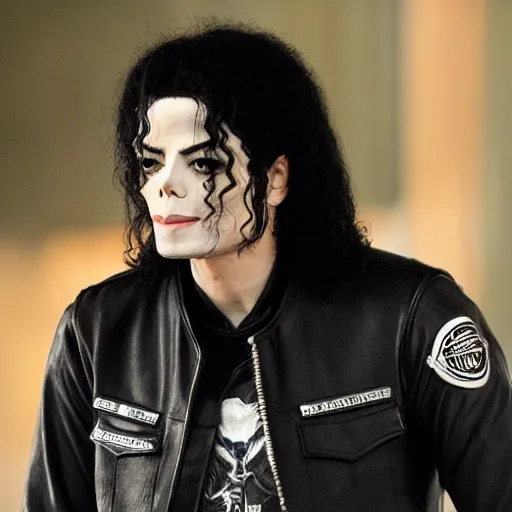 Image similar to Michael Jackson in sons of anarchy 4K quality super realistic