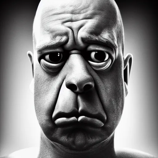 Image similar to portrait of Homer Simpson in the style of Lee Jeffries, award-winning, detailed, 82 mm sigma art, close up