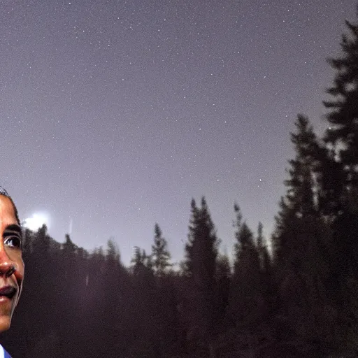 Image similar to night trail cam footage of Barack Obama
