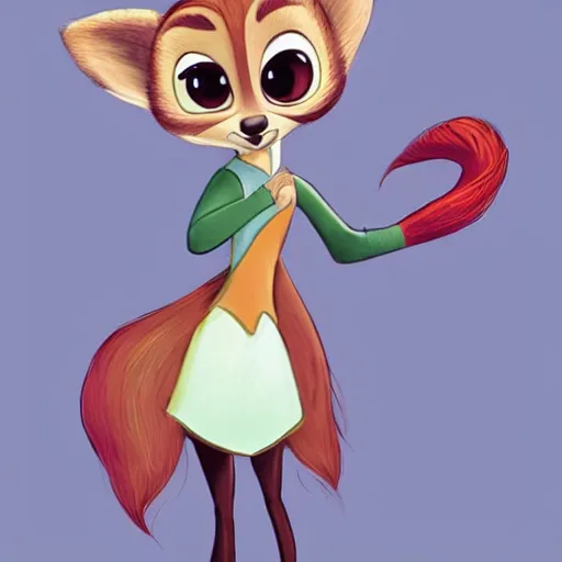 Image similar to style of disney princess and zootopia, anthropomorphic deer, female