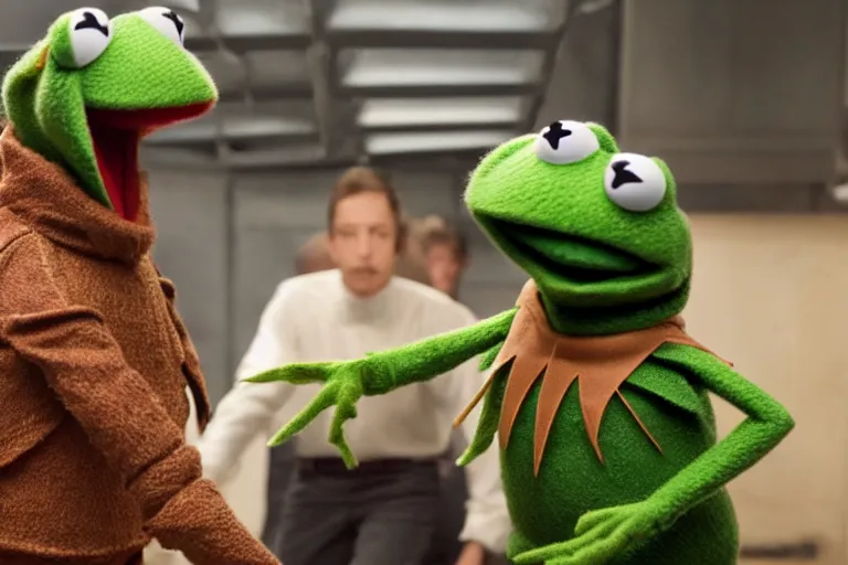 Prompt: kermit the frog in interstellar film