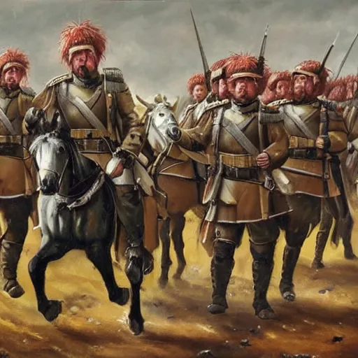 Prompt: found footage of general boris johnson leading his men into battle, glorified image, 8k, oil painting, boris johnson