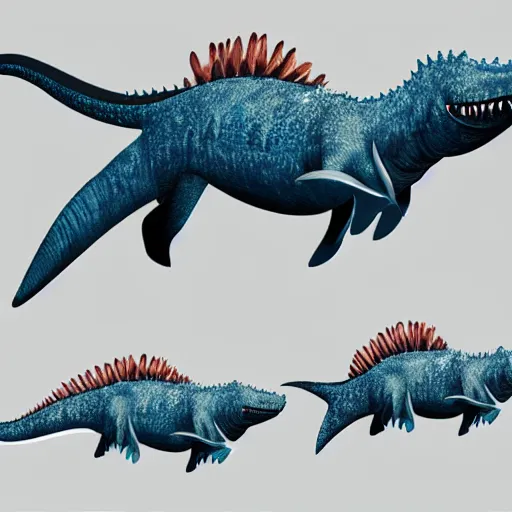 Prompt: fish dinosaur concept art