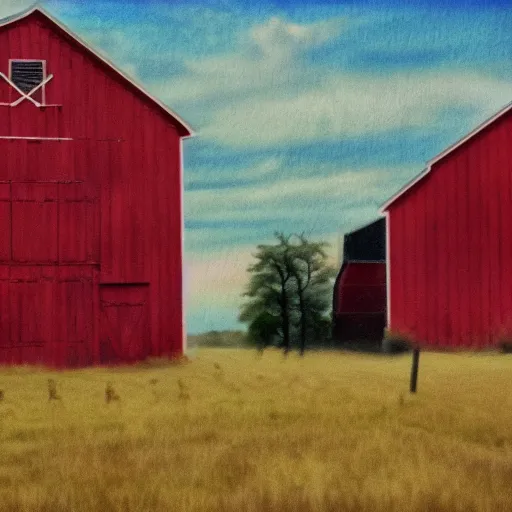 Prompt: murder in the red barn artistic rendition