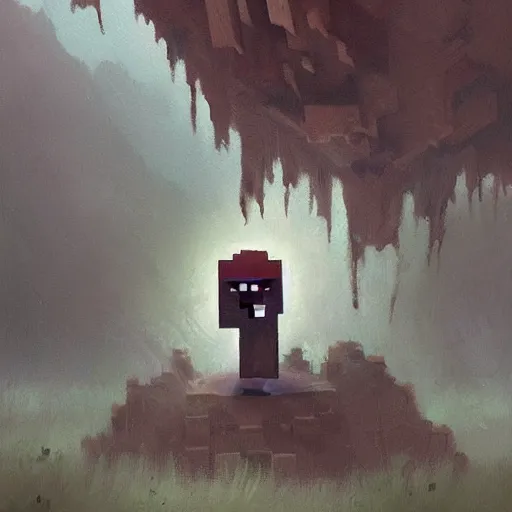 Image similar to greg rutkowski painting of a minecraft ghast