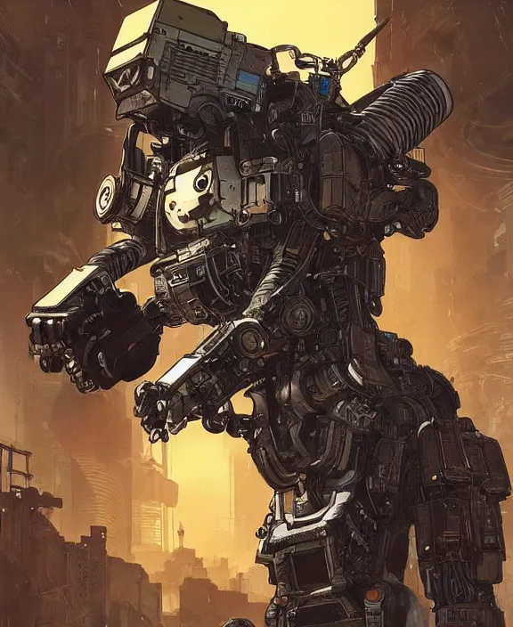 Image similar to cyberpunk pathfinder robot from apex legends character portrait, portrait by james gurney and laurie greasley and yoji shinkawa, concept art, intricate details, highly detailed, vintage sci - fi