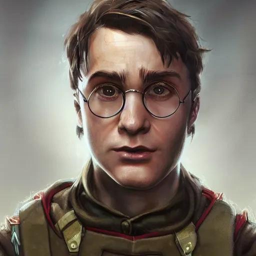 Image similar to detailed portrait of harry potter as doomguy, fantasy, military, dieselpunk, intricate, elegant, highly detailed, digital painting, artstation, concept art, matte, sharp focus, illustration, art by aenaluck, artgerm and roberto ferri and greg rutkowski, epic fantasy, digital painting