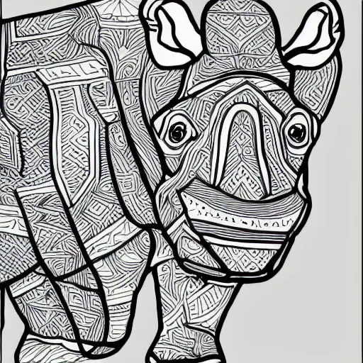 Image similar to children's colouring in book rhino