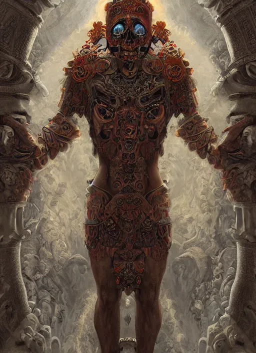 Prompt: digital _ painting _ of _ cizin mayan god of death _ by _ filipe _ pagliuso _ and _ justin _ gerard _ symmetric _ fantasy _ highly _ detailed _ realistic _ intricate _ port